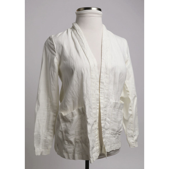 Pure Jill x J. Jill Linen Open Cardigan White Pockets LS Lagonlook Beachy XS - Picture 2 of 14